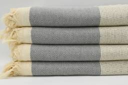 "Turkish Bedspread, Dark Gray Throw, Bed Cover, Bed Rug, 79""x95" - thumbnail 1