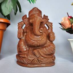 Goldstone Ganesha - Sparkling Sunsitara Ganpati Divine Sculpture Housewarming Gift Religious Idol Home Altar Decor - thumbnail 3
