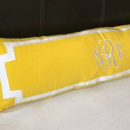 "Monogrammed Lumbar Pillow Cover, Bedroom Monogram Covers, Headboard Wedding Cover(12""x40" - thumbnail 3