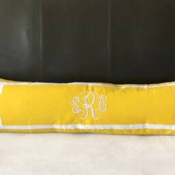 "Monogrammed Lumbar Pillow Cover, Bedroom Monogram Covers, Headboard Wedding Cover(12""x40" - thumbnail 2