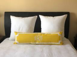"Monogrammed Lumbar Pillow Cover, Bedroom Monogram Covers, Headboard Wedding Cover(12""x40" - thumbnail 1