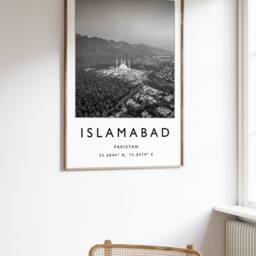 Islamabad Travel Poster Black & White Cityscape Art Print - thumbnail 2