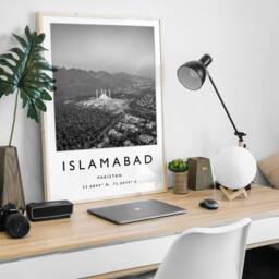 Islamabad Travel Poster Black & White Cityscape Art Print - thumbnail 3