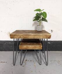 Deep Chunky Rustic Large Nest Of Tables, Supported By Steel Hairpin Legs