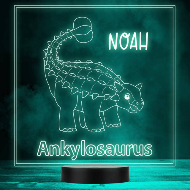 Kids Ankylosaurus Dinosaur Fan Cute Led Personalised Gift Night Light - image 1