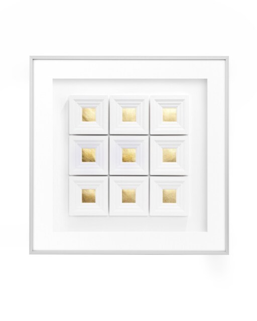White Wall Sculpture - 9 Squares, Framed Minimalist Art D??cor, Professional Paper Layers - image 1