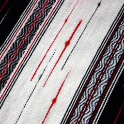 Handwoven Wool Rug Black, White & Red Accent Rug - 27.5x56 In - thumbnail 4