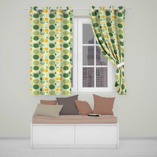 Soft Green Organic Shapes Abstract Botanical Seamless Pattern Readymade Eyelet Ring Top Thermal 100% Blackout Curtains - image 1