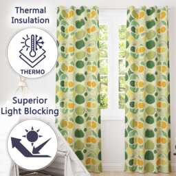 Soft Green Organic Shapes Abstract Botanical Seamless Pattern Readymade Eyelet Ring Top Thermal 100% Blackout Curtains - thumbnail 3