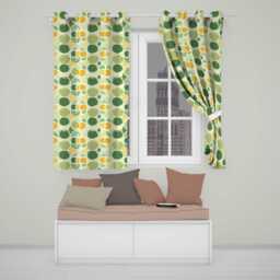 Soft Green Organic Shapes Abstract Botanical Seamless Pattern Readymade Eyelet Ring Top Thermal 100% Blackout Curtains - thumbnail 1