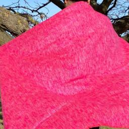 Handmade Yak Wool Blend Blanket Fuchsia Pink Oversized Shawl Meditation Wrap - thumbnail 3