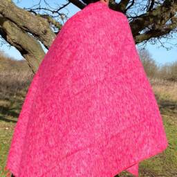 Handmade Yak Wool Blend Blanket Fuchsia Pink Oversized Shawl Meditation Wrap - thumbnail 4