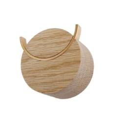 Oak Wood Wall Hook With Brass Detail - Modern Coat & Key Hanger - thumbnail 2