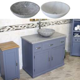 Bathroom Vanity Unit Grey Painted Cabinet Wash Stand Quartz Marble Stone Basin 1161Ggqsbc - thumbnail 2