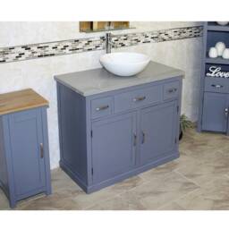 Bathroom Vanity Unit Grey Painted Cabinet Wash Stand Quartz Marble Stone Basin 1161Ggqsbc - thumbnail 3