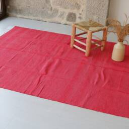 Large Handwoven Red Rug, Picnic Bedroom Carpet, Living Room Bohemian Decor, Area Kids Recycled Rug - thumbnail 3