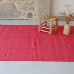 Large Handwoven Red Rug, Picnic Bedroom Carpet, Living Room Bohemian Decor, Area Kids Recycled Rug - thumbnail 2