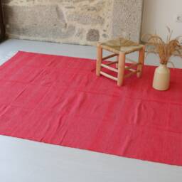 Large Handwoven Red Rug, Picnic Bedroom Carpet, Living Room Bohemian Decor, Area Kids Recycled Rug - thumbnail 4
