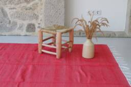 Large Handwoven Red Rug, Picnic Bedroom Carpet, Living Room Bohemian Decor, Area Kids Recycled Rug - thumbnail 1