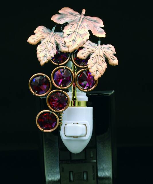 Antique Copper Grape Vine Handcrafted Luxury Night Light Decorated Swarovski Crystals Bedroom Bathroom Kids Room Kitchen Gift Premium Decor - image 1