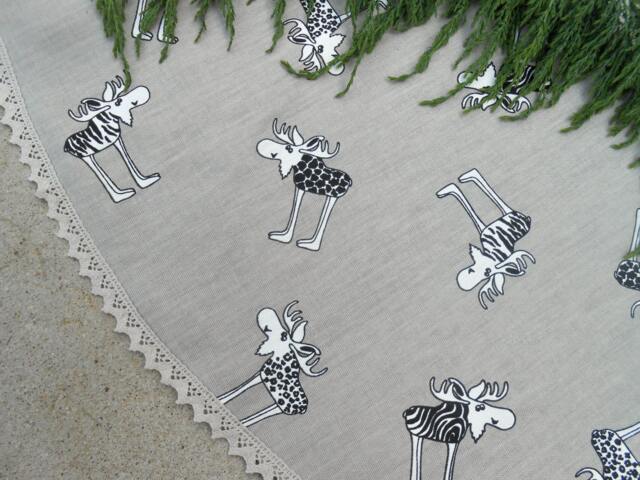 Christmas Moose Tree Skirt Decor Holiday Scandinavian Ornament Deer Swedish Gift - image 1