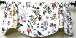 French General Fleur Botanical in Botanical-Window Valance Lined & Corded Rod Pocket Scallop Linen Blend Fabric Made To Order - thumbnail 1