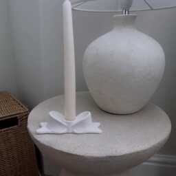 Bow Candle Stick Holder, Choose Different Colours Effects, Handmade - Jesmonite Neutral Home Decor & Gifts - thumbnail 4
