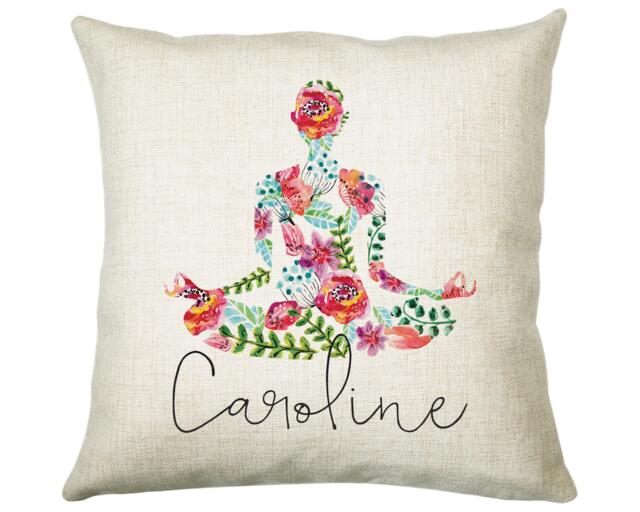 Personalised Yoga Cushion Gift Printed Name Design - Throw Pillow For Lover Yogi Enthusiast Cs300 - image 1
