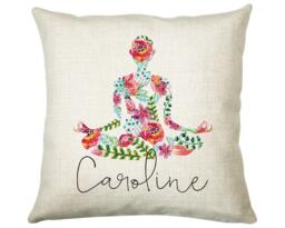 Personalised Yoga Cushion Gift Printed Name Design - Throw Pillow For Lover Yogi Enthusiast Cs300 - thumbnail 1