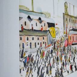 L S Lowry Art Print - Going To Work Black Frame With White Mount & Textured Image - thumbnail 2