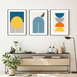 Abstract Wall Prints, Set Of 3 Mid Century Art, Living Room Print, Modern Home Decor, Posters, Boho Minimalist - thumbnail 3