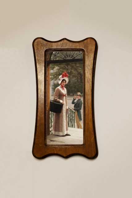 Light Oak Wooden Framed Picture, Art Nouveau Style, E. B. Leighton, Delivering The New Hat, Print, Wall Hanging Home Decor - image 1