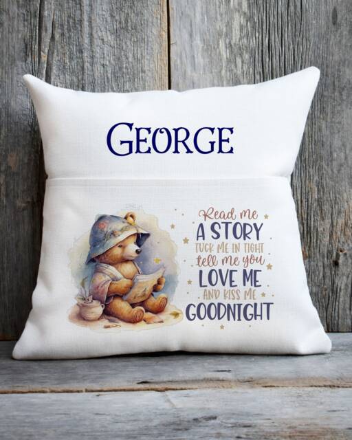 Personalised Book Cushion - Read Me A Story Pocket Children's Stocking Filler Christmas Gift - image 1
