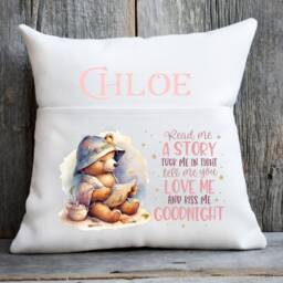 Personalised Book Cushion - Read Me A Story Pocket Children's Stocking Filler Christmas Gift - thumbnail 2