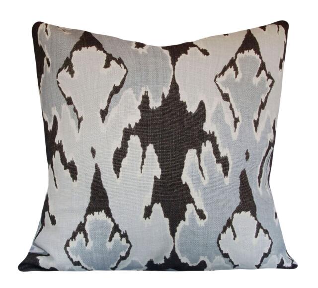 Kelly Wearstler Ikat Pillow Cover Gray Bengal Bazaar Linen Throw - Only 3 Left - image 1