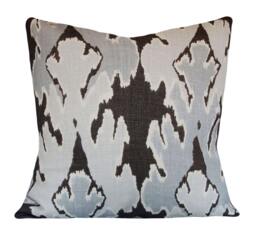 Kelly Wearstler Ikat Pillow Cover Gray Bengal Bazaar Linen Throw - Only 3 Left - thumbnail 1