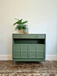 Custom Order Slim Sideboard/Hallway Console in Emerald Green On Tapered Wooden Legs - By Nathan - thumbnail 1