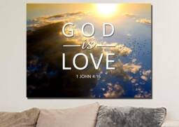 1 John 416 God Is Love Bible Verse Wall Art Canvas Scripture Home Decor Religious Framed Painting Gifts - thumbnail 1