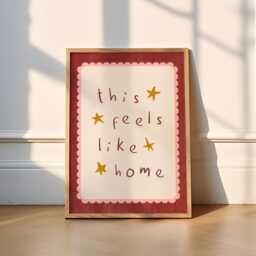 This Feels Like Home Print - 4 Colours Typography - Home Sweet Home, Wall Print, Porch, Kitchen, Bedroom, Poster, Cute, Let's Stay Home - thumbnail 2