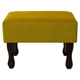 Luxe Ochre Aquavelvet Footstool - Small Yellow Stool Handmade in Britain - thumbnail 2