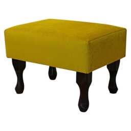 Luxe Ochre Aquavelvet Footstool - Small Yellow Stool Handmade in Britain - thumbnail 1