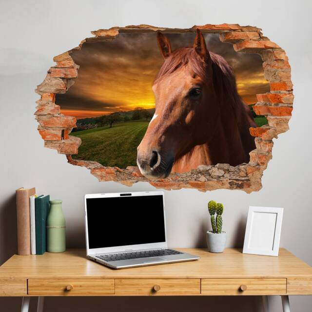 Beautiful Race Horse Majestic Sunset Fields Wall Mural Sticker Poster Decal Room Office Nursery Decor Id625 - image 1