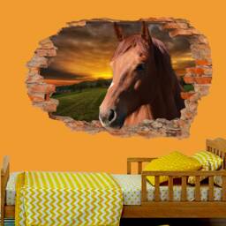 Beautiful Race Horse Majestic Sunset Fields Wall Mural Sticker Poster Decal Room Office Nursery Decor Id625 - thumbnail 3