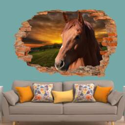 Beautiful Race Horse Majestic Sunset Fields Wall Mural Sticker Poster Decal Room Office Nursery Decor Id625 - thumbnail 2