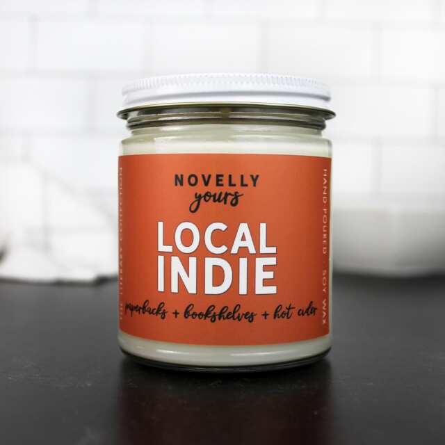 Book Candle - Local Indie Gift For Readers, Bookstore Themed, Cider & Book Pages Scented Soy Wax Candle, 9Oz - image 1