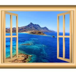 Mountain Side Window Frame Ocean View Vinyl Wall Art - Vwaq Nw12 - thumbnail 2