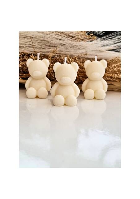 Baby Shower Mini Teddy Bear Pillar Candles For Party Favour Birthday Soy - image 1