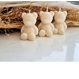 Baby Shower Mini Teddy Bear Pillar Candles For Party Favour Birthday Soy - thumbnail 3
