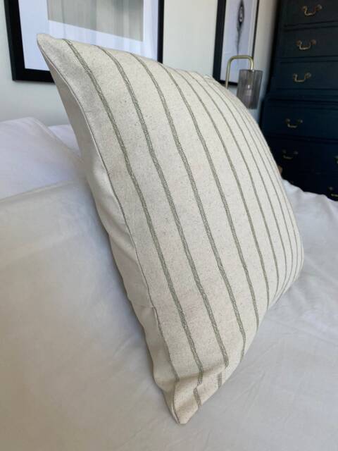 Woven Cotton Striped Pillow Cover, Boho Neutral Home Decor Cushion - image 1