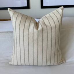 Woven Cotton Striped Pillow Cover, Boho Neutral Home Decor Cushion - thumbnail 3
